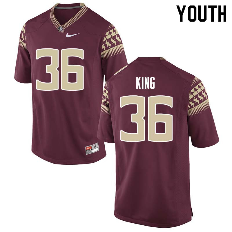 Youth #36 Aaron King Florida State Seminoles College Football Jerseys Sale-Garnet - Click Image to Close